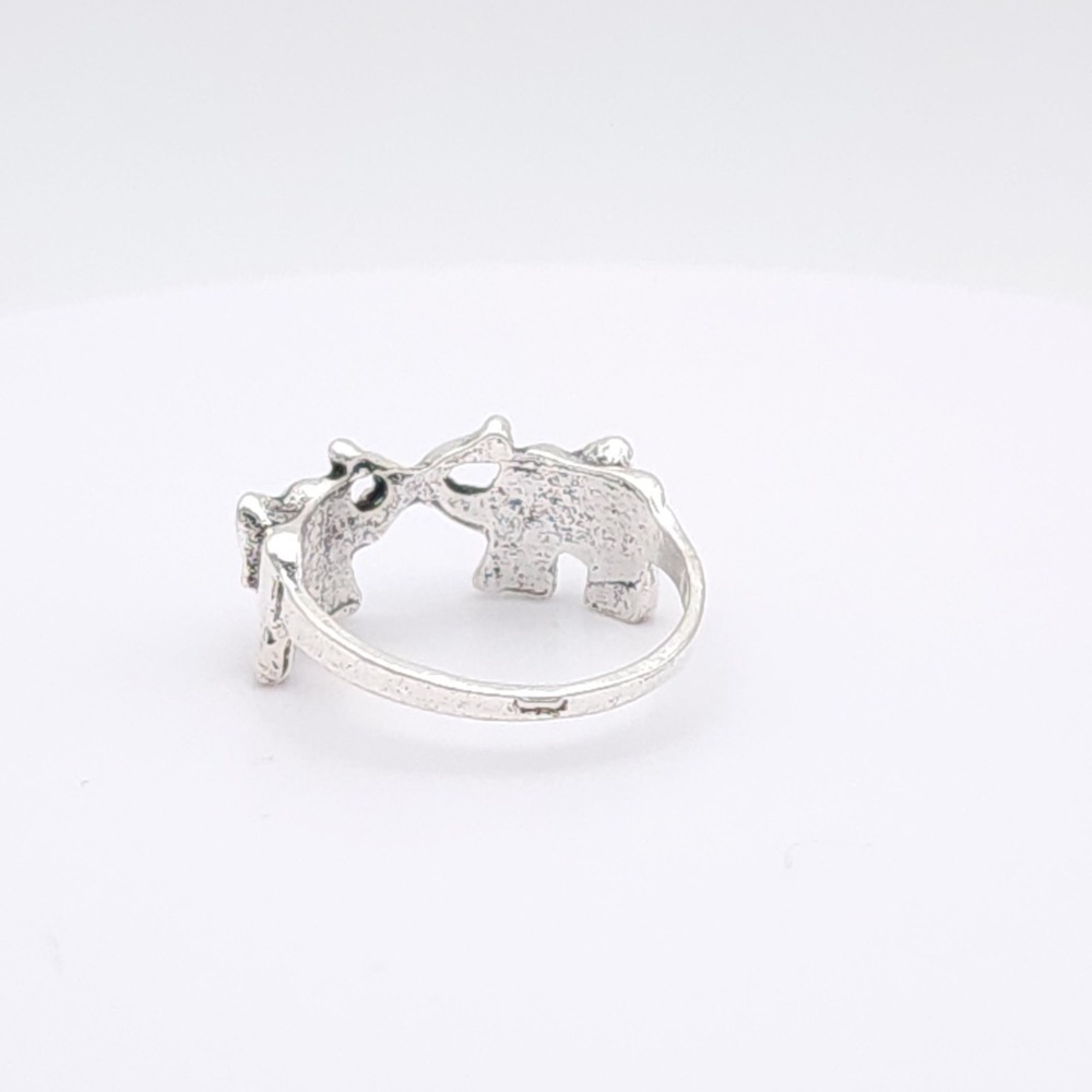 Silver Elephant Wrap Ring Size 7 Animal Band Statement - Picture 10 of 15
